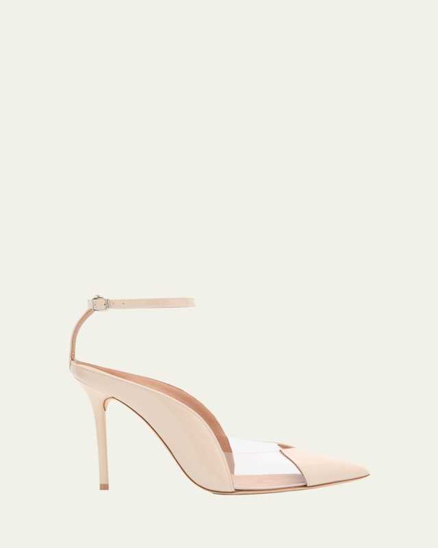 Malia M-Shaped Pointed Cap Toe Patent Leather Pumps
